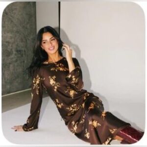 New ASOS Emory Park Floral Satin Long Flare Sleeve Maxi Dress